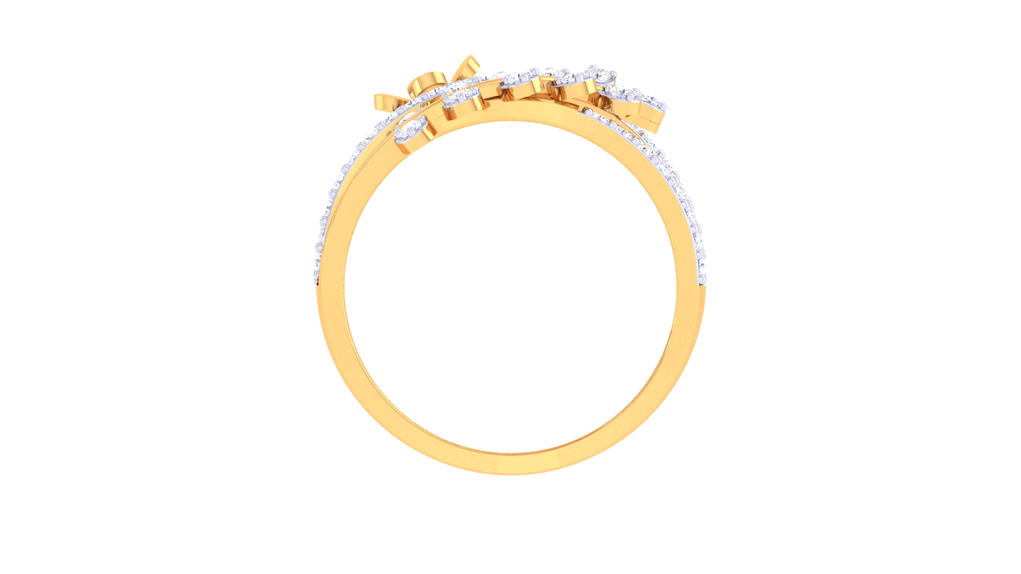 Limiere Intertwined Elegance Leaf Ring In Gold – 0.49 Ct Diamonds