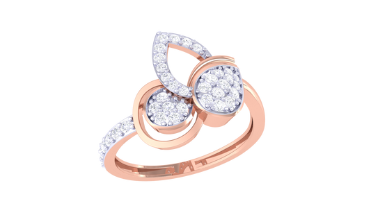 Eclat Blossom Grace Yellow Gold Ring - 0.30 Ct Round Diamond Accents