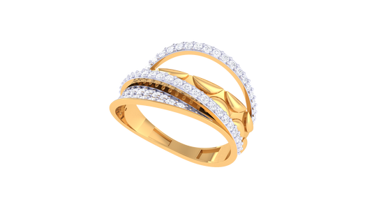 Lumiere Textured Elegance and Intertwined Brilliance Rose Gold Multi-Band Ring - 0.56 Ct Brilliant Cut Round Diamonds