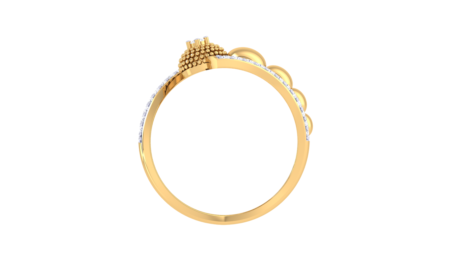 Lumiere Heart Sphere Yellow Gold Ring - 0.20 Ct Brilliant Diamond Accents