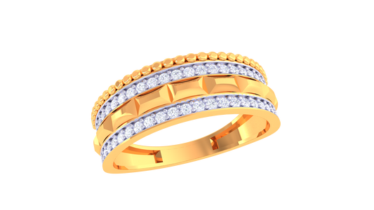 Éclat Ambre Mosaic Gold Ring – 0.35 Ct Round Diamonds