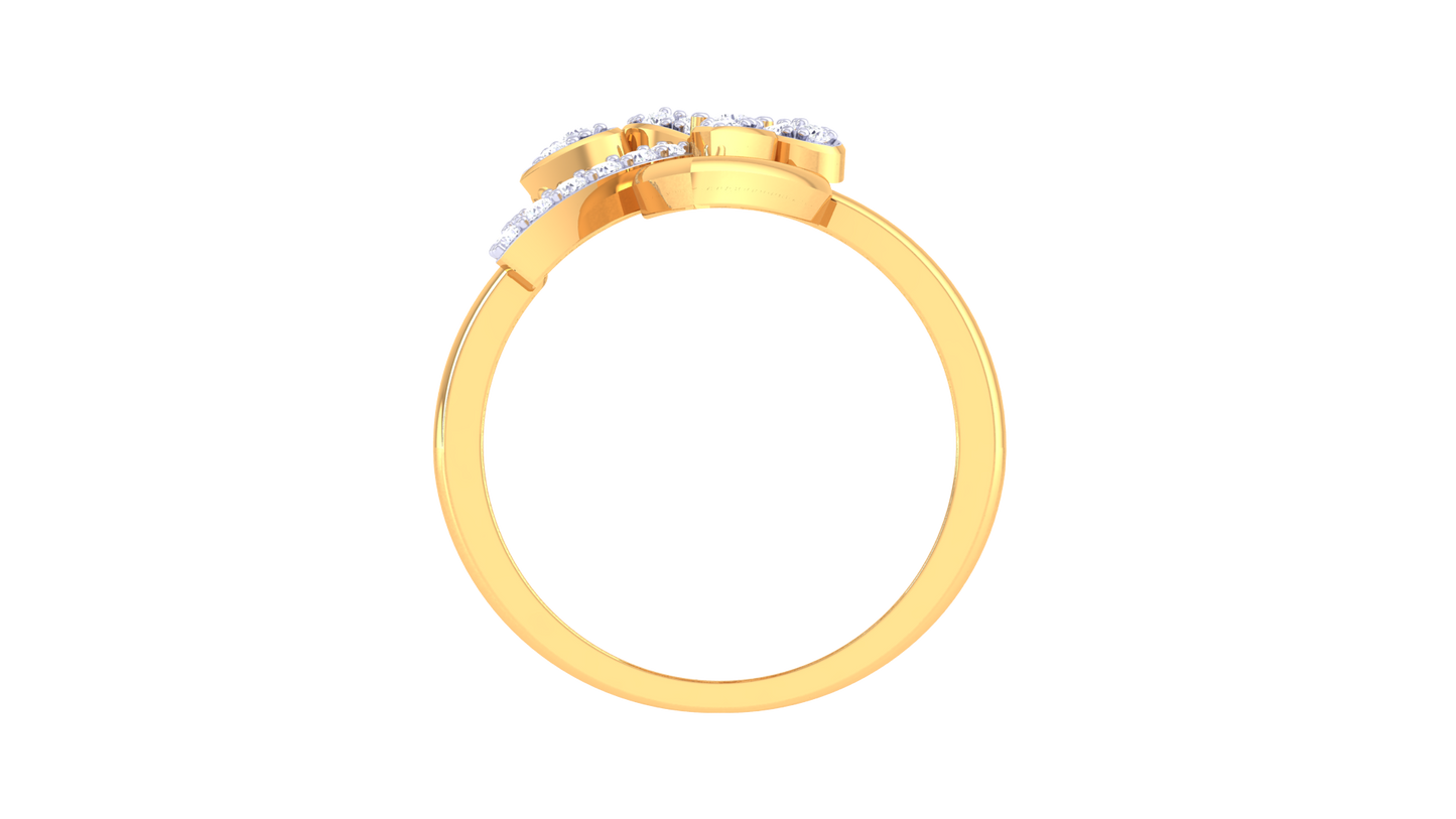 Eclat Dual Teardrop Bloom Diamond Ring In Gold – 0.27 Ct