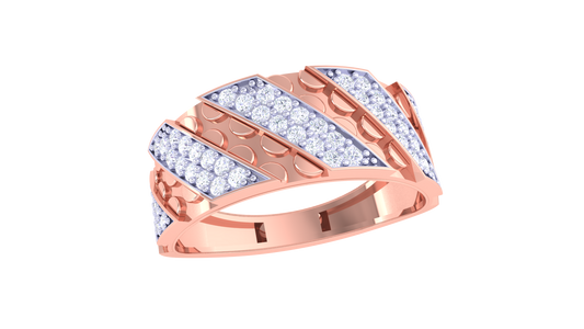 Éclat Chevron Allure Gold Ring – 0.47 Ct Dazzling Diamonds