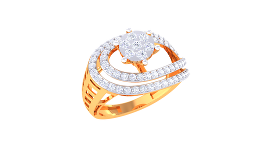 Lumière Halo Écliptique Rose Gold Ring– 0.61 Ct Round Diamonds
