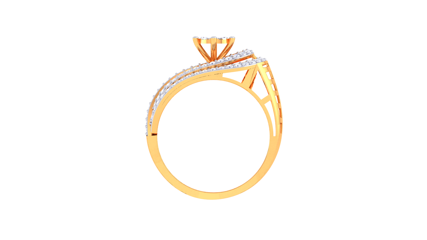 Lumière Halo Écliptique Rose Gold Ring– 0.61 Ct Round Diamonds