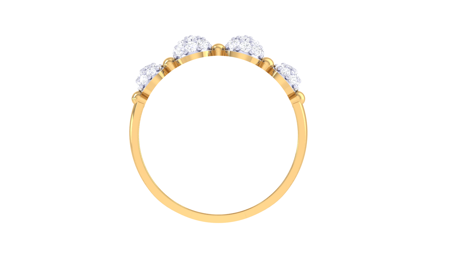 Eclat Twin Row Cluster Gold Ring - 0.53 Ct Diamond Cluster