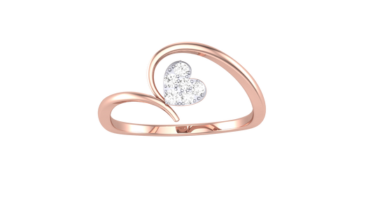 Lumiere Modern Heart Outline Rose Gold Ring - 0.08 Ct Round Diamond Accent