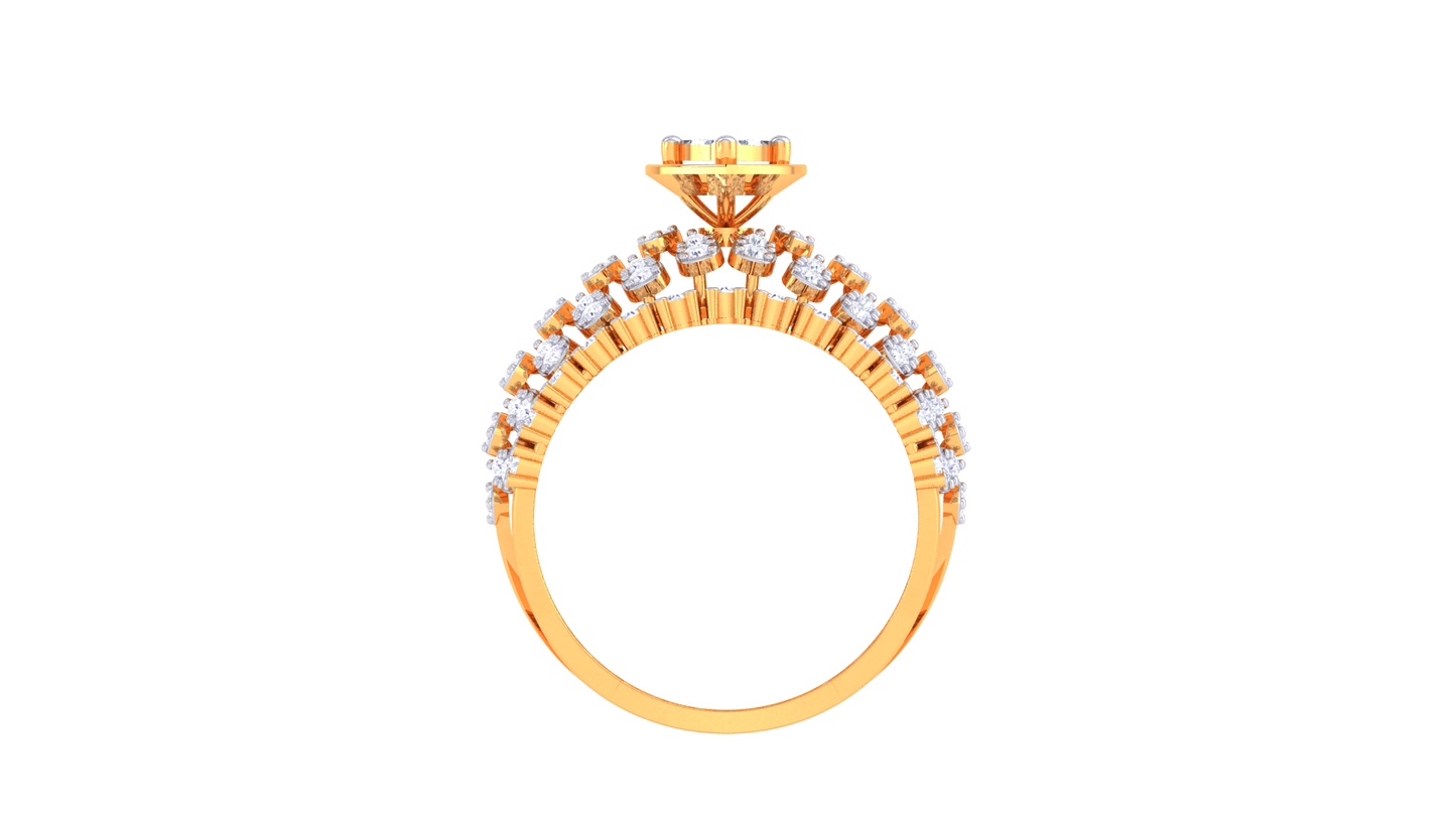 Éclat Visionnaire Marquise – 1.01 Ct Round Diamond Gold Ring