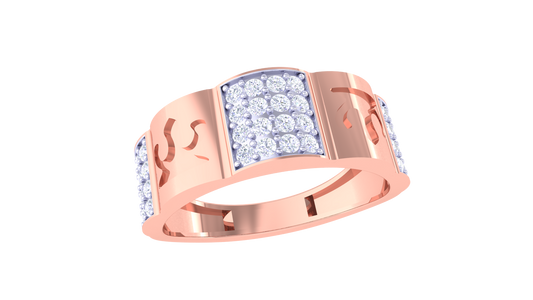 Iconique Radiant Crest Gold Ring – 0.5 Ct Diamond Cluster