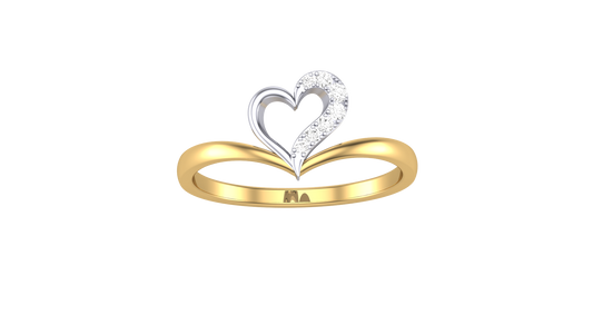 Lumiere Dual Tone Heart Gold Ring - 0.05 Ct Round Diamond Sparkle