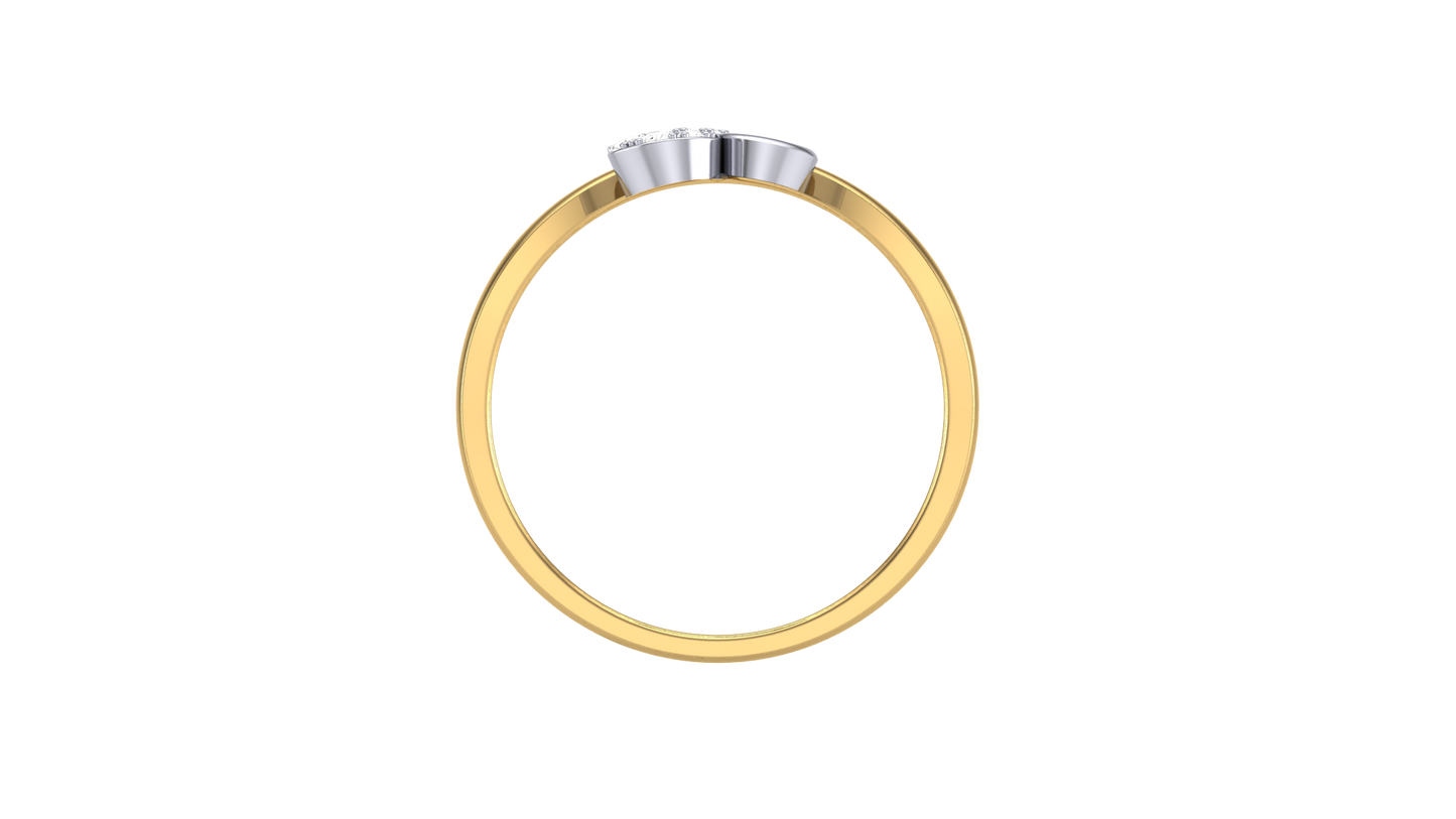 Lumiere Dual Tone Heart Gold Ring - 0.05 Ct Round Diamond Sparkle