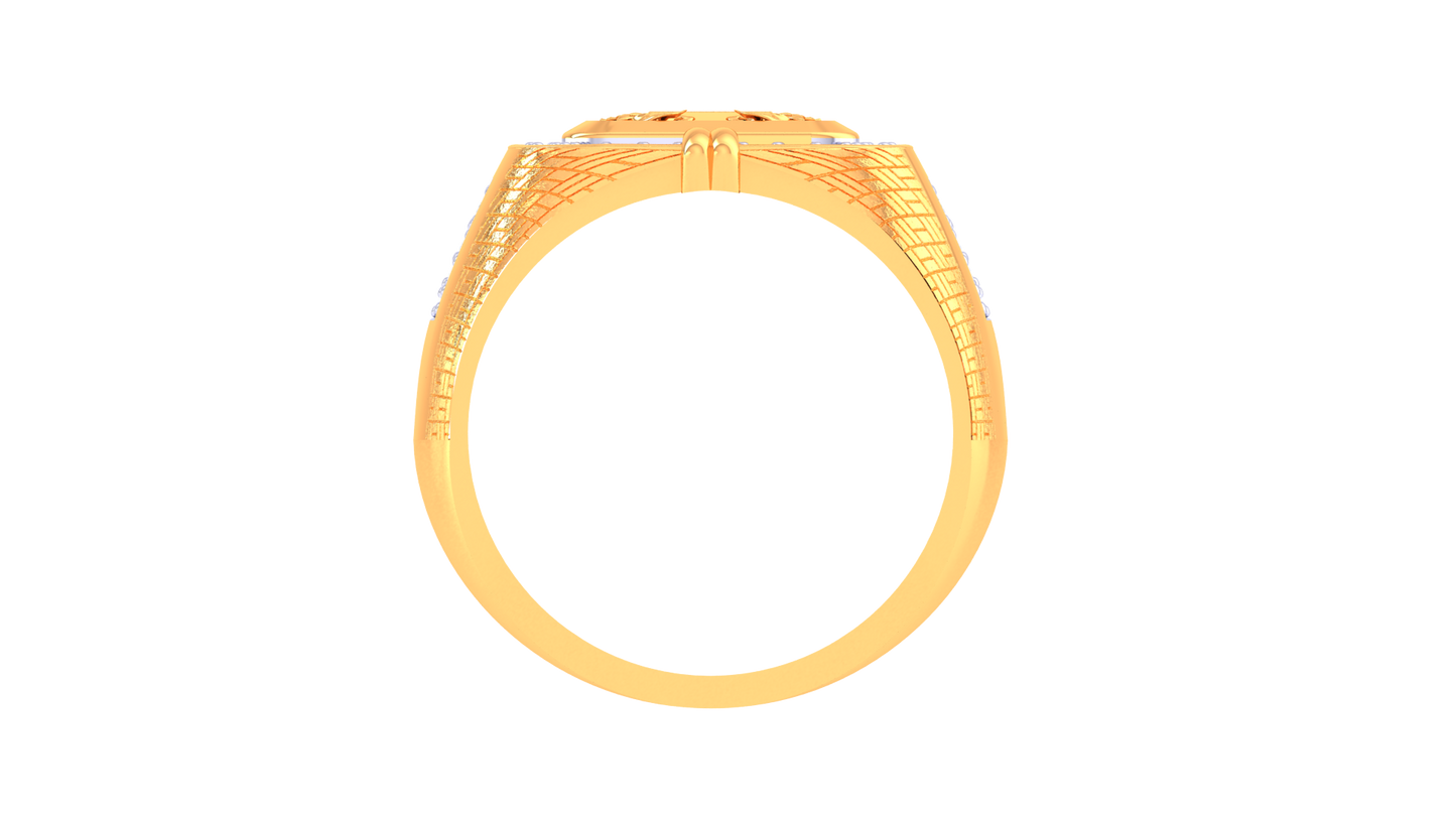 Artisan Écusson Héritage Gold Ring – 0.49 Ct Round Brilliant Diamonds