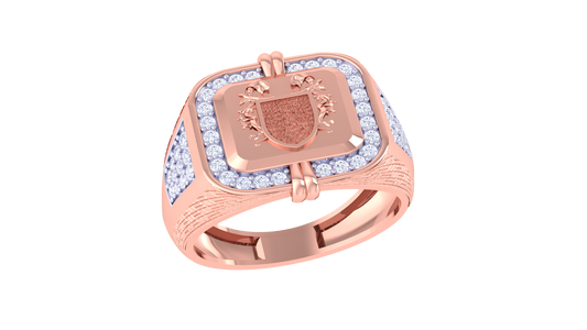 Artisan Écusson Héritage Gold Ring – 0.49 Ct Round Brilliant Diamonds