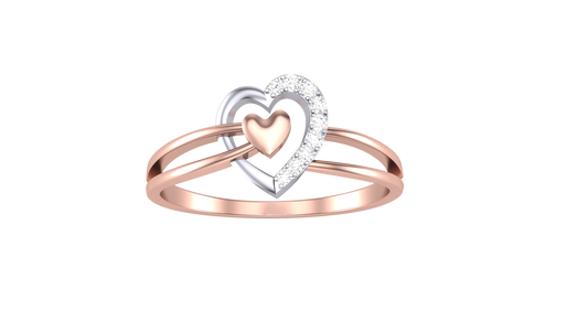 Lumiere Halo Ring In Rose Gold - 0.04 Ct Heart Diamond Framed By Brillant Stone