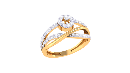 Lumiere Halo Rose Gold Ring With 0.41 Ct Round Diamonds – Split Shank Elegance and Timeless Brilliance