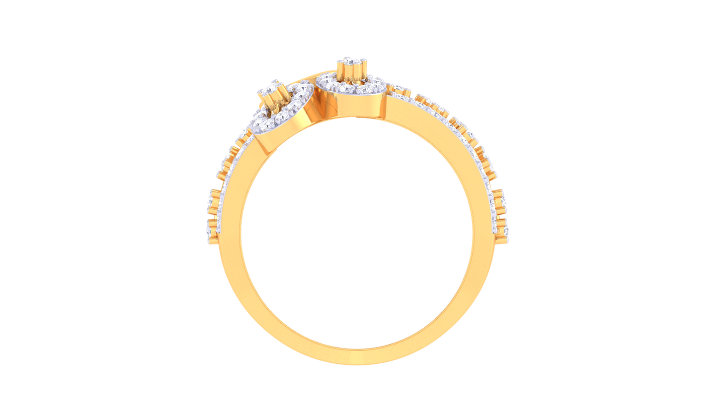 Lumiere Intricate Crisscross Ring In Gold – 0.79 Ct Brilliant Cut Diamonds