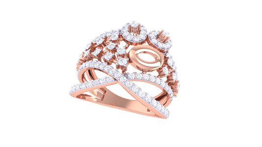Lumiere Intricate Crisscross Ring In Gold – 0.79 Ct Brilliant Cut Diamonds