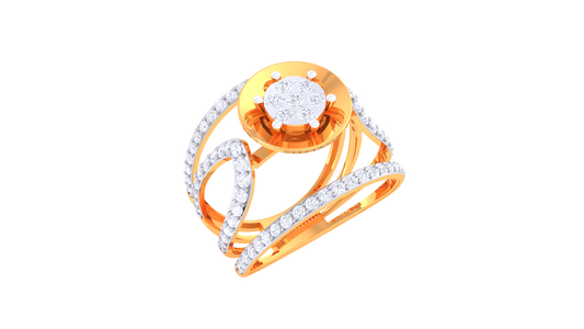 Éclat Orbiste Moderne – 0.78 Ct Round Diamond Gold Ring