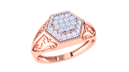 Lumiere Hexa Celeste – 0.29 Ct Round Diamond Gold Ring