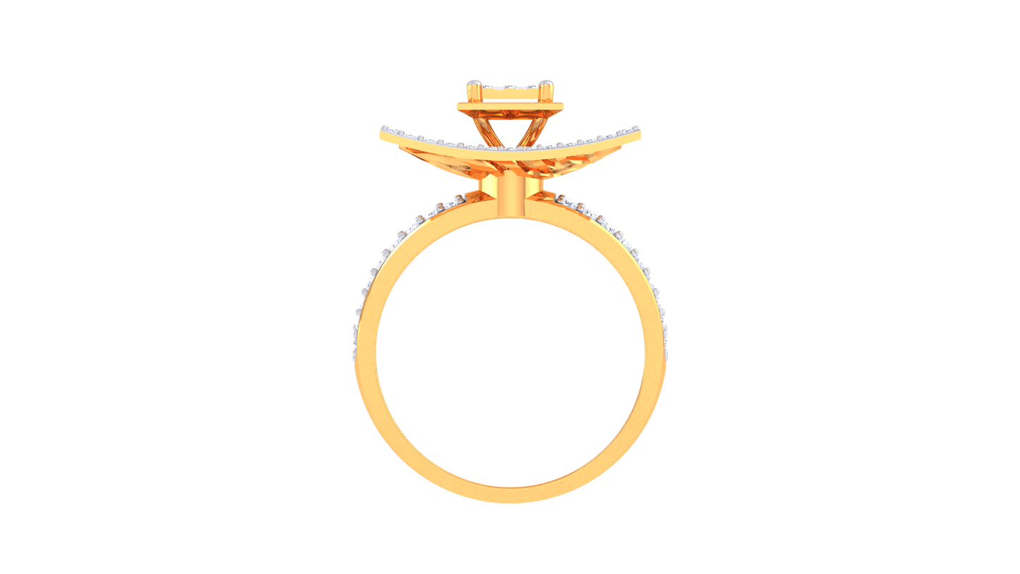 Éclat Rectangle Majesté Gold Ring – 0.63 Ct Round Diamonds