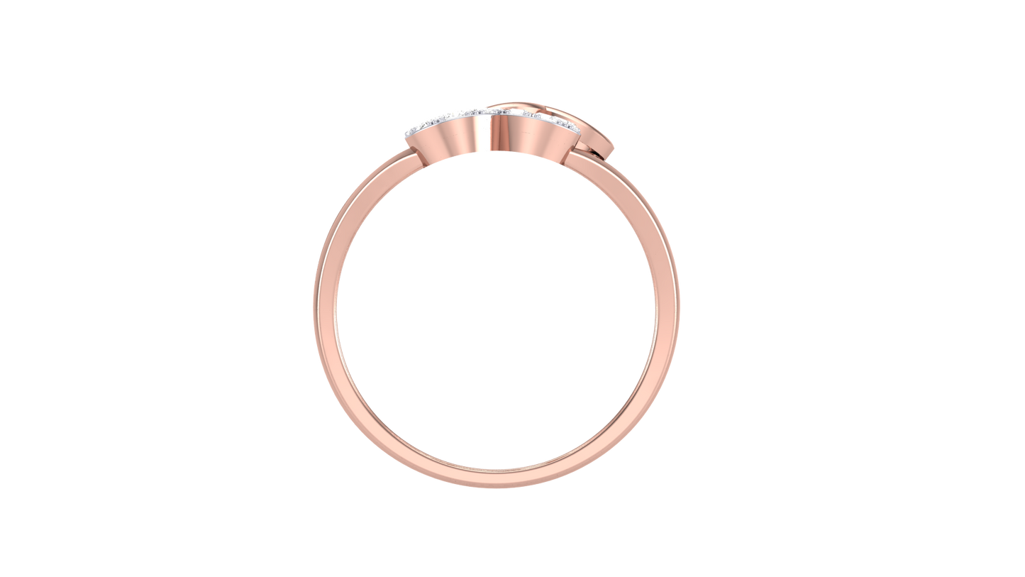 Lumiere Twin Heart Embrace Ring in Rose Gold With - 0.16 Ct Round Diamond Accents