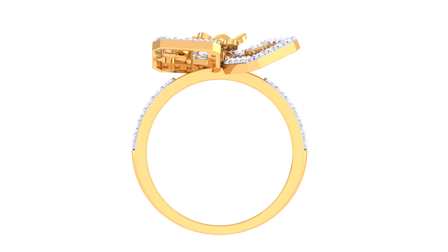 Lumiere Floral Radiance Ring In Sculpted Gold - 0.55 Ct Diamond