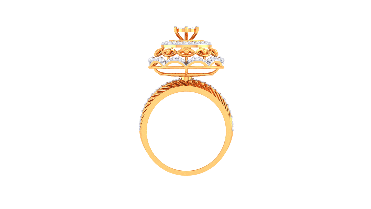 Lumière Couronne Spirale – 0.66 Ct Brilliant Round Diamond Gold Ring