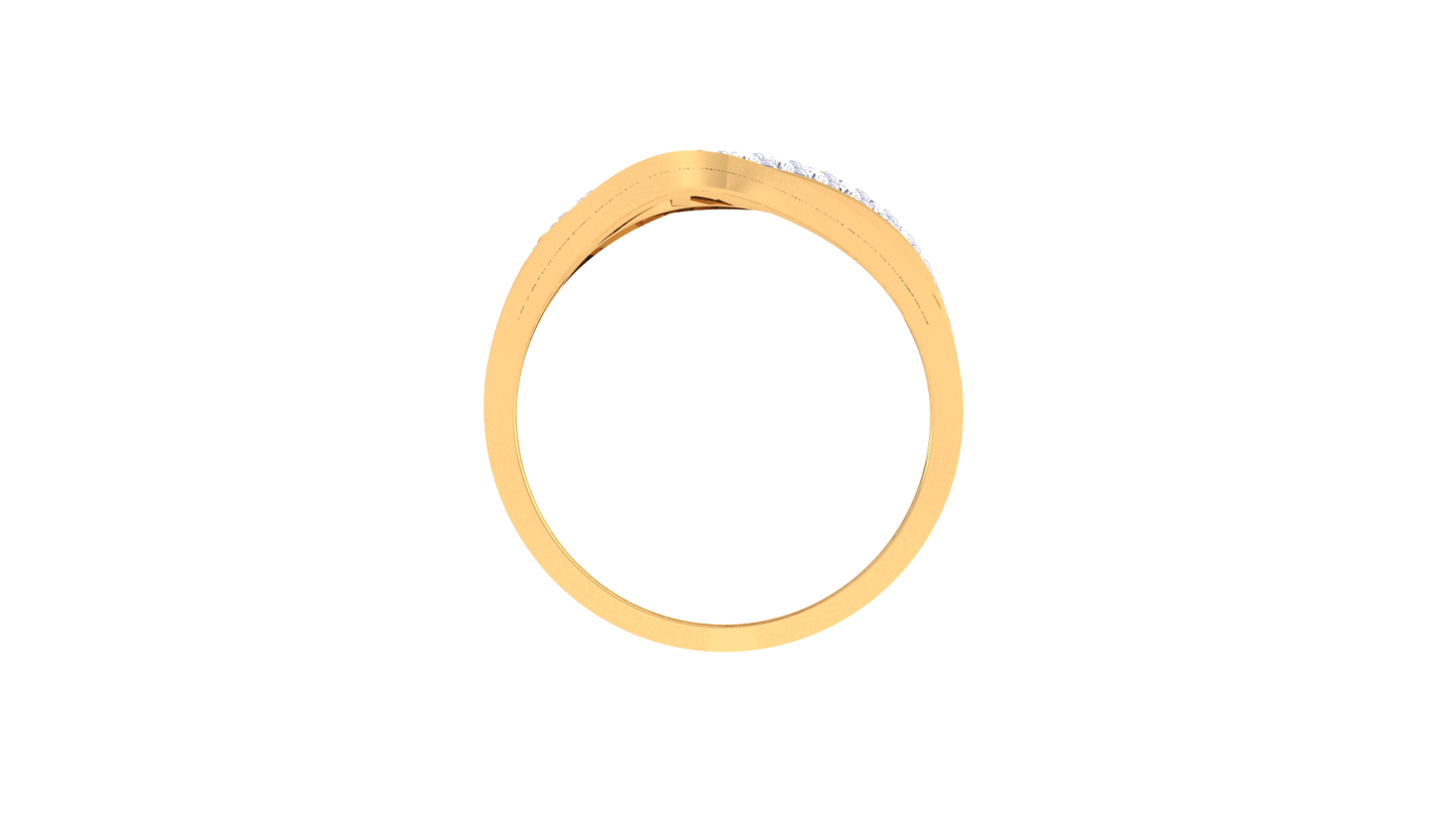 Lumiere Radiant Weave Gold Ring – 0.32 Ct Round Diamond