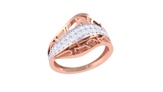 Lumiere Radiant Weave Gold Ring – 0.32 Ct Round Diamond