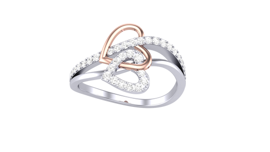 Lumiere Duo Heart Promise Ring - 0.24 Ct Round Brillient Cut Diamonds