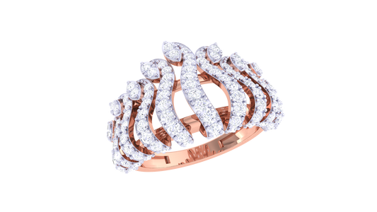 Lumiere Waves of Light Ring - 0.96 Ct Diamonds In Sculpted Gold