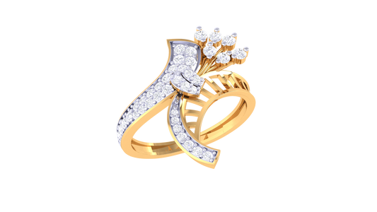 Lumiere Floral Cluster Rose Gold Ring With 0.34 Ct Brillant Cut Diamonds – Intertwined Bands and Blooming Brilliance