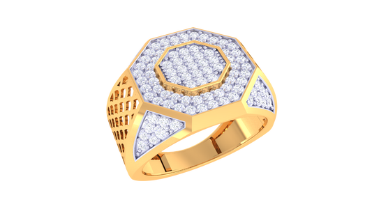 Éclat Octogone Prestige – 0.86 Ct Round Diamond Gold Ring