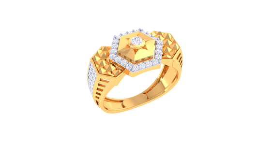 Iconique Hexa Signature – 0.5 Ct Round Diamond Gold Ring