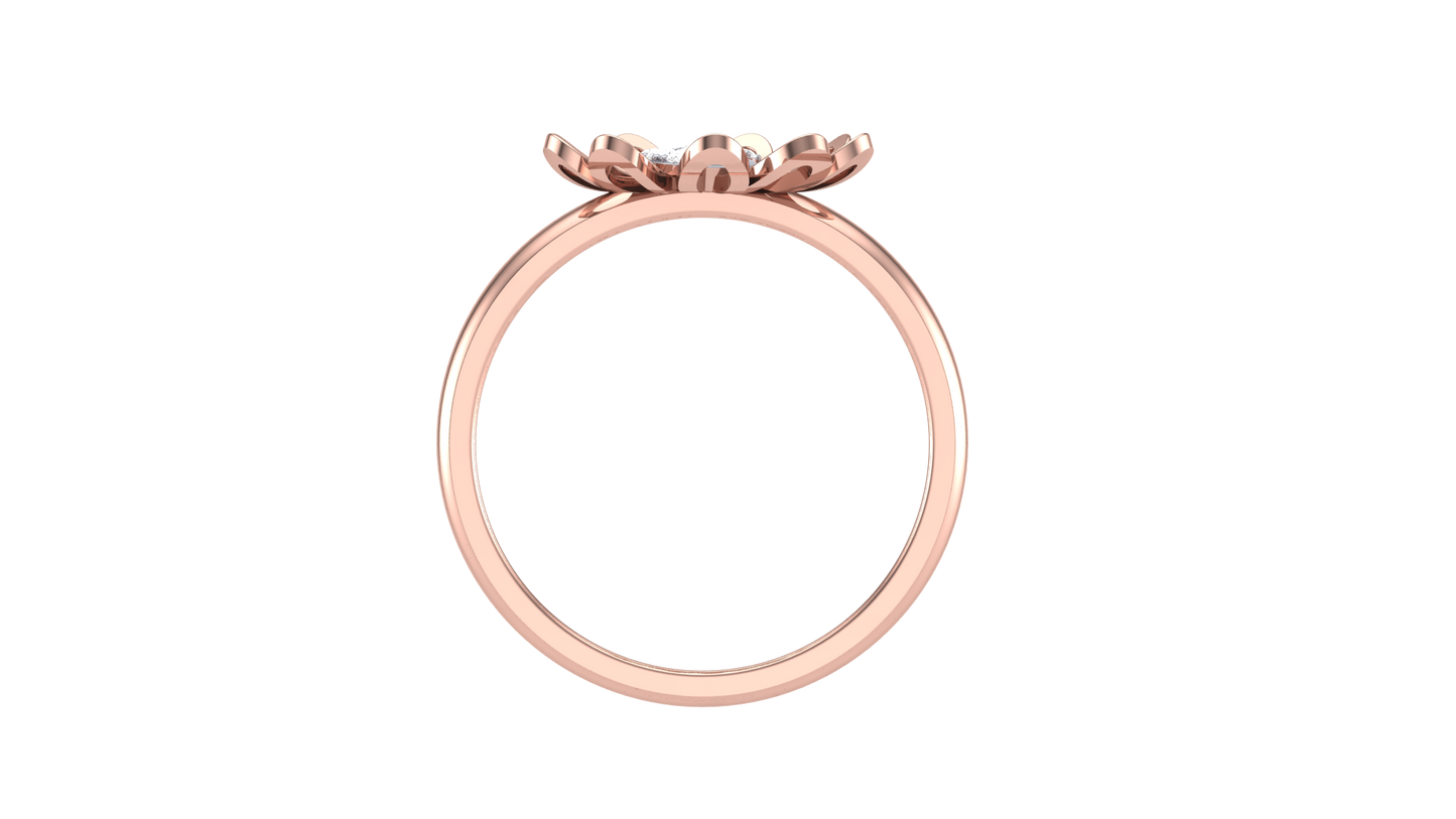 Eclat Blooming Petal Ring in Rose Gold - 0.07 Ct Round Diamond Cluster