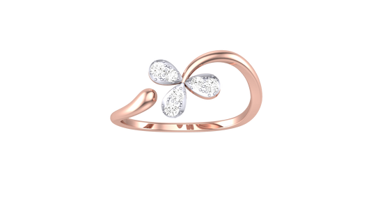 Eclat Vintage Petal Ring In Rose Gold - 0.11 Ct Round Diamonds