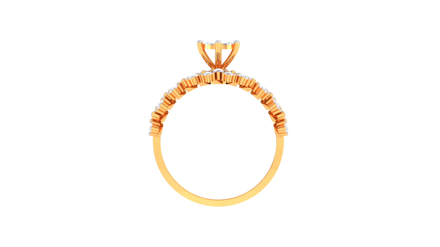 Artisan Couronne Lattice – 0.52 Ct Brilliant Round Diamond Gold Ring