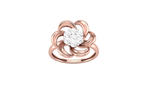 Eclat Fleuron Floral Embrace Rose Gold Ring - 0.45 Ct Round Diamond Cluster