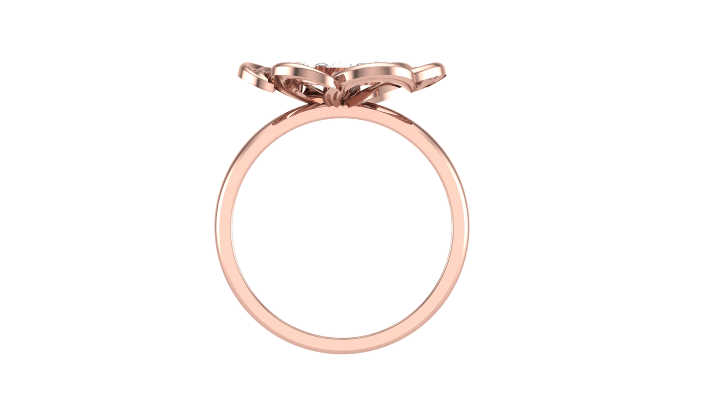 Eclat Fleuron Floral Embrace Rose Gold Ring - 0.45 Ct Round Diamond Cluster