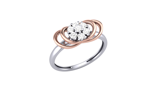 Eclat Harmonious Flora Ring - 0.18 Ct Diamond Cluster In Rose and White Gold