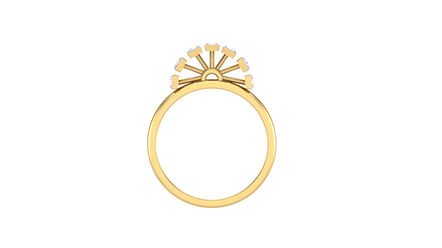 Lumiere Radiant Fan Motif Gold Ring - 0.21 Ct Round Diamond Accents