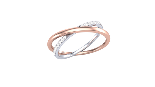 Lumiere Intertwined Harmony Ring in Dual-Tone Gold - 0.12 Ct Brillent Cut Round Diamond Accents