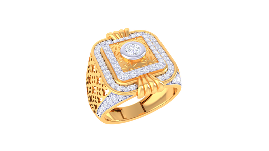 Iconique Carreau Signature – 1.11 Ct Round Diamond Gold Ring
