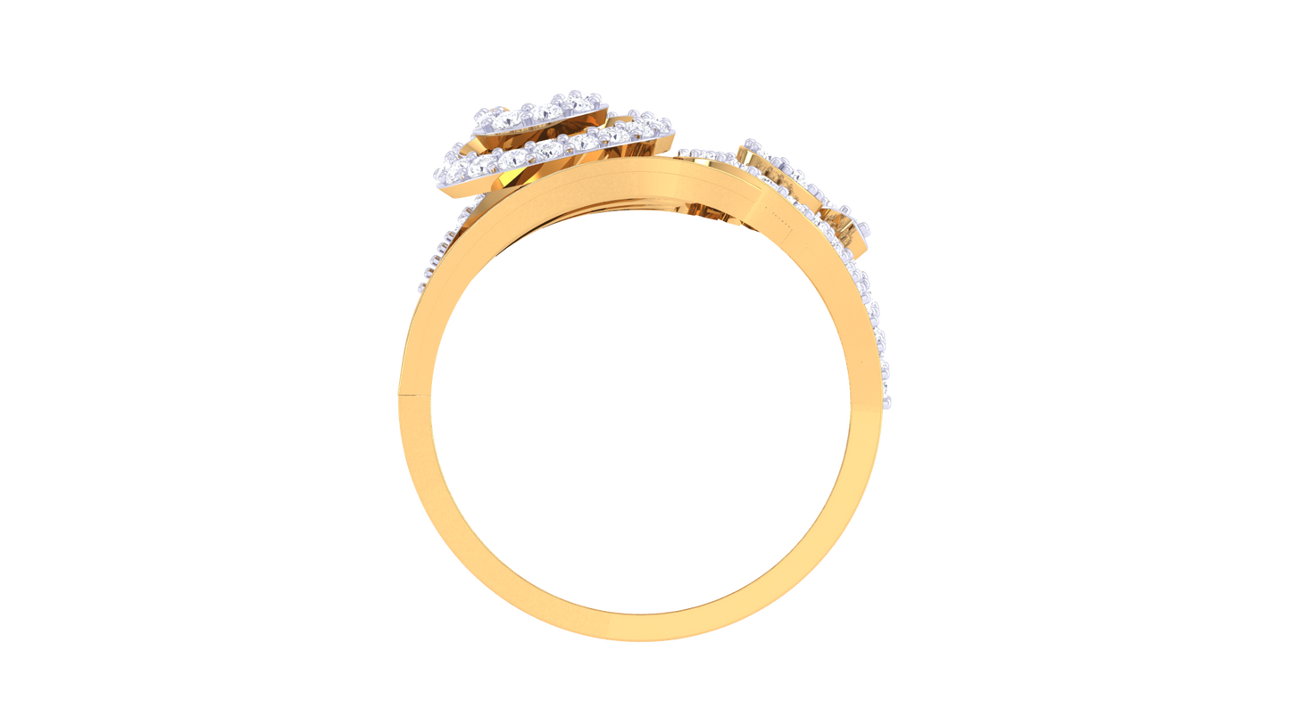 Lumiere Swirl Élan Diamond Ring in Rose Gold – 0.37 Ct Round Cut Diamonds Pave