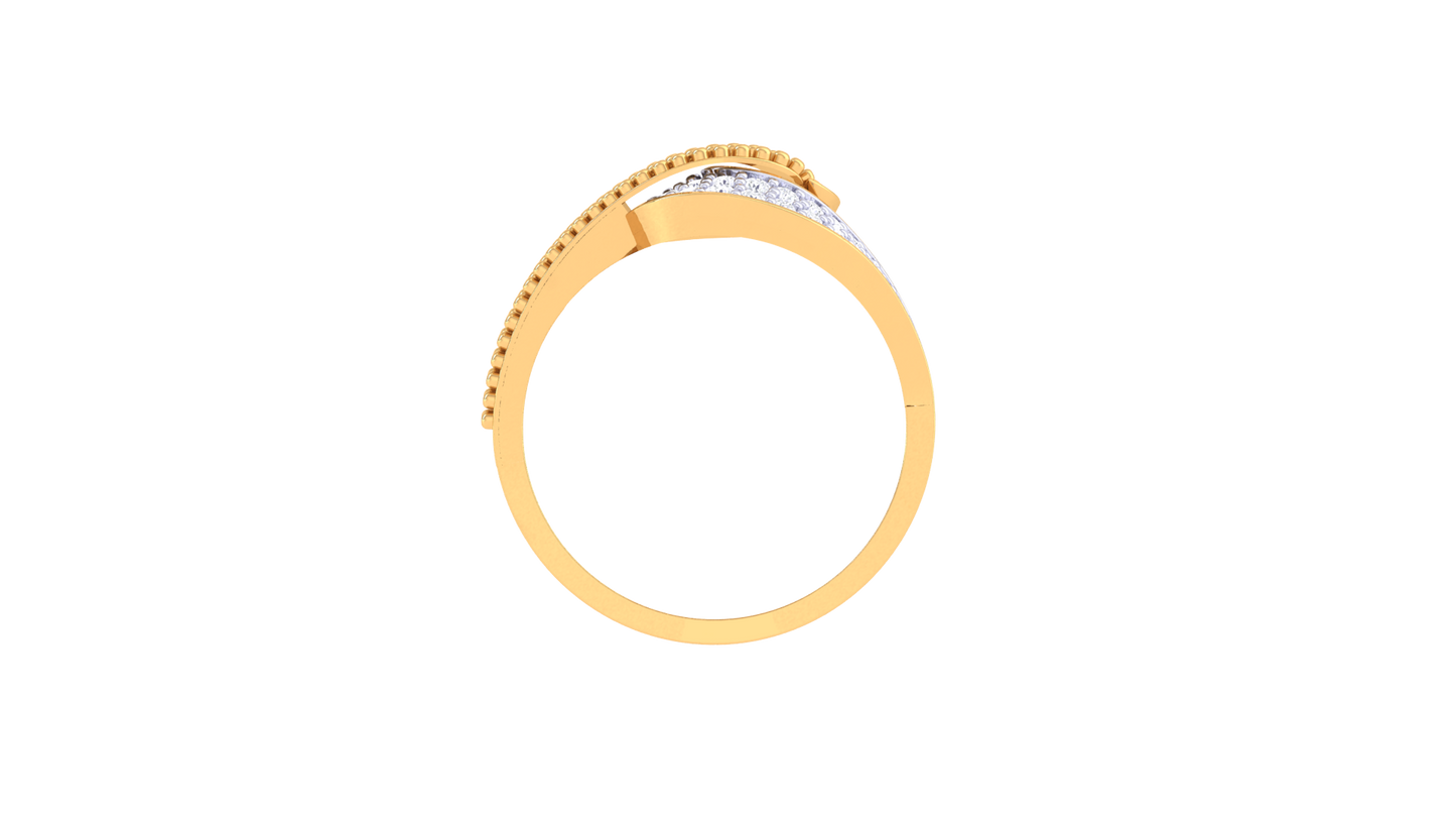 Lumiere Ornate Swirl Ring With 0.17 Ct Round Cut Diamonds In Rose Gold - Vintage Texture With a Modern Twist