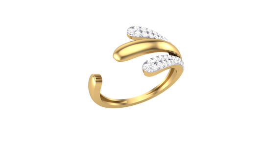 Lumiere Organic Swiral Open Gold Ring - 0.26 Ct Round Diamond Accents