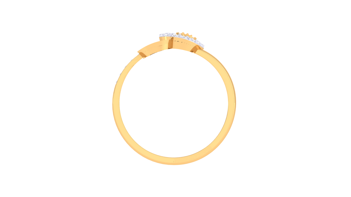 Lumiere Oval Bloom Golden Ring – 0.33 Ct Round Cut Diamonds