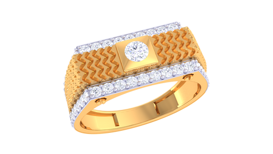 Éclat Ondulée Signature – 0.56 Ct Round Diamond Gold Ring