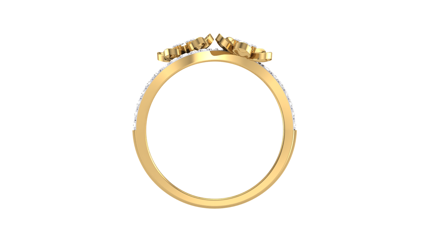Eclat Vintage Duet Flora Gold Ring - 0.33 Ct Round Diamond Accents