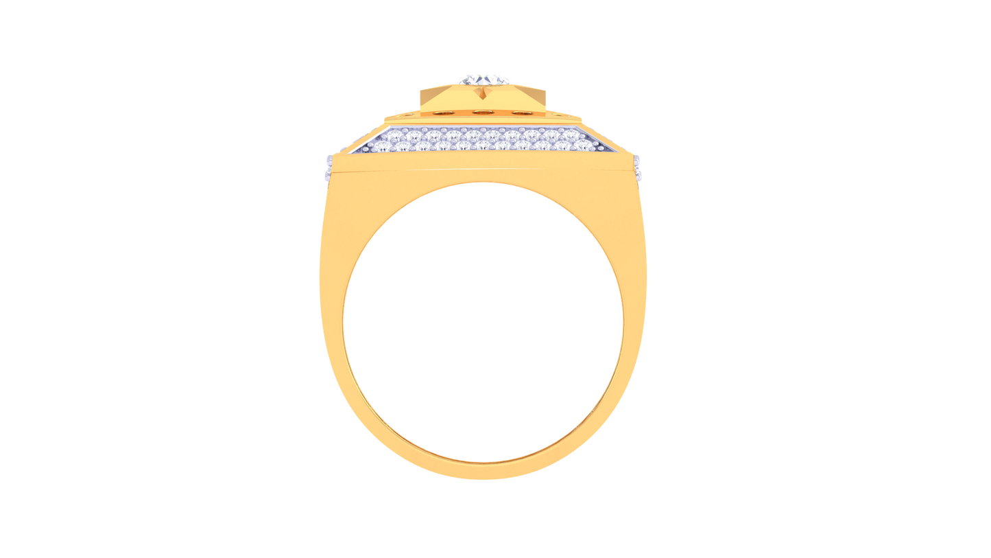 Iconique Geometric Carré Éclatant – 1.18 Ct Round Diamond Gold Ring